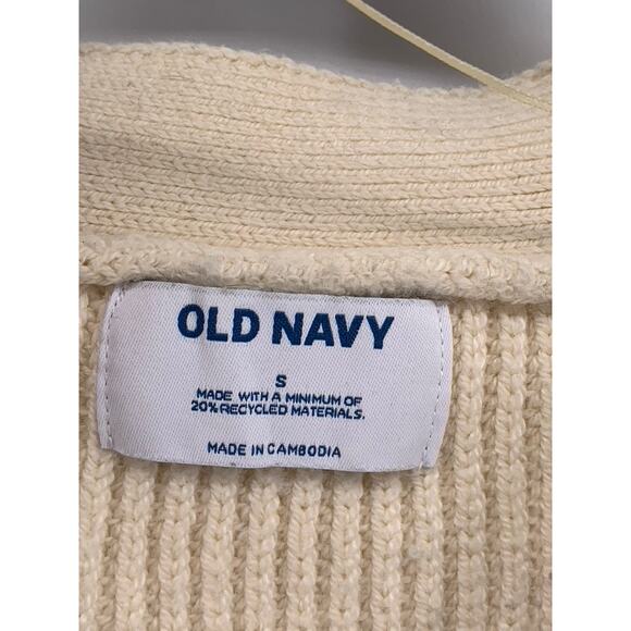 OLD NAVY Women's Beige Ribbed Button-Up V-Neck Long Sleeve Cardigan SZ S - Picture 9 of 10